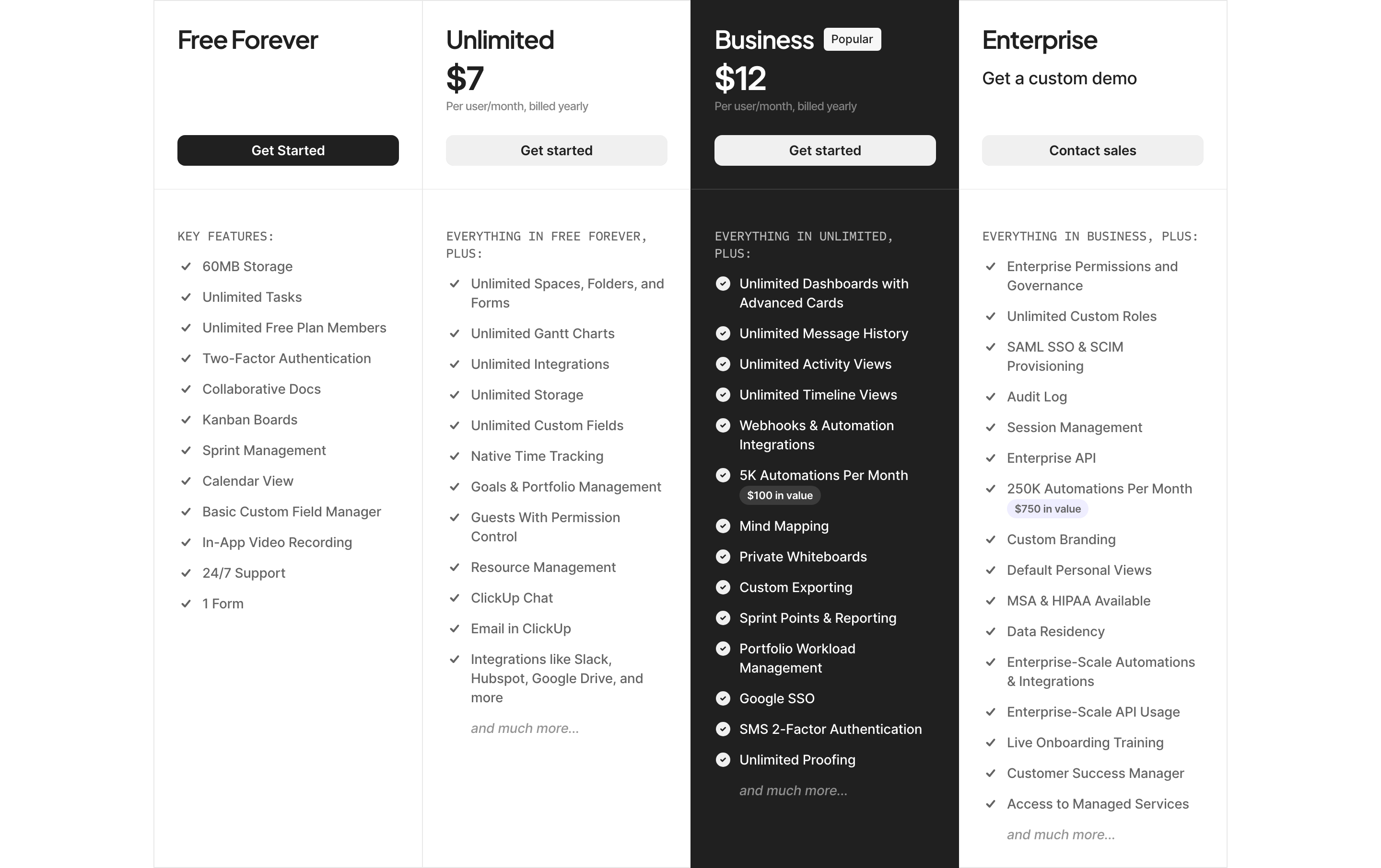 Content section from ClickUp