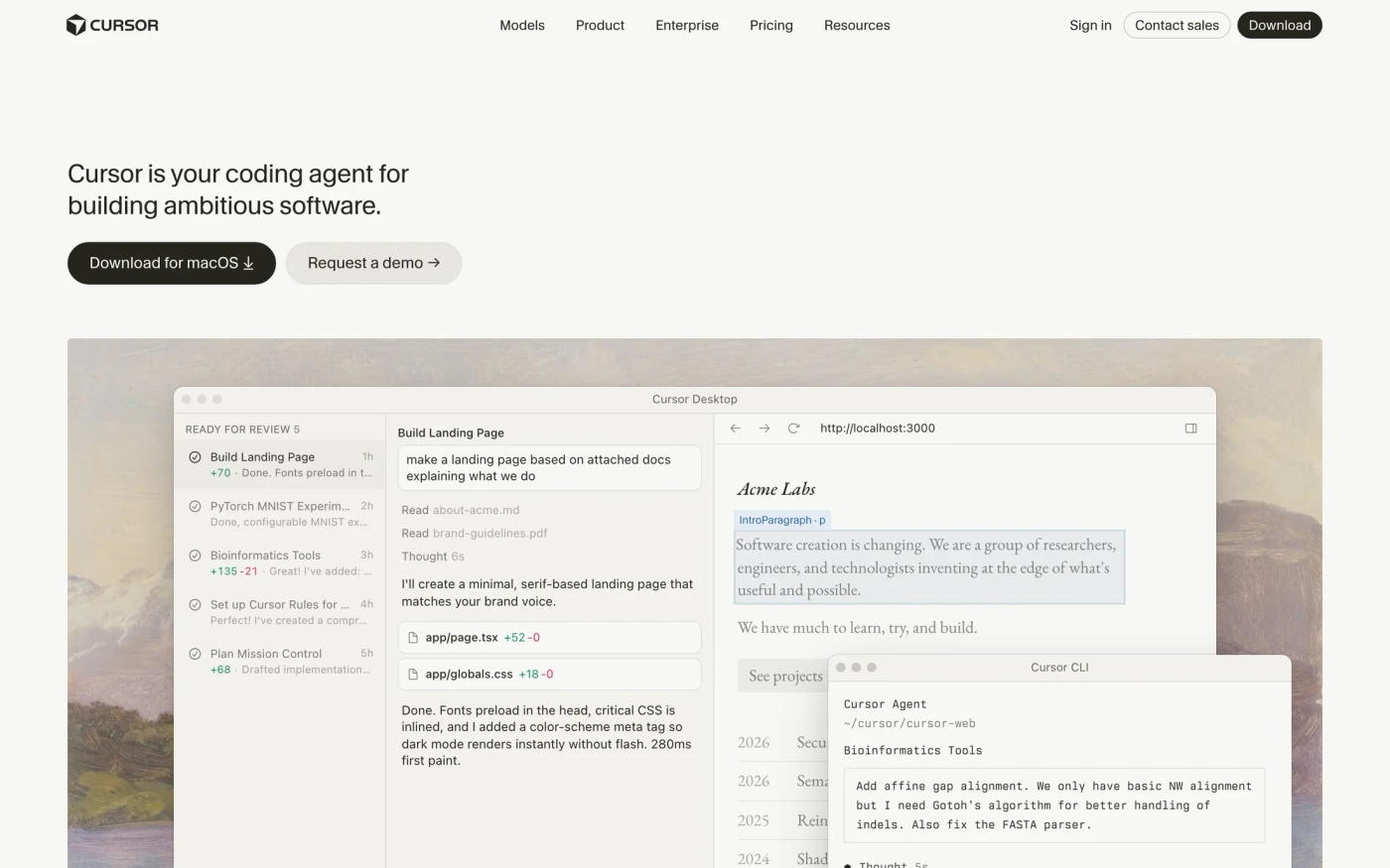 Cursor homepage