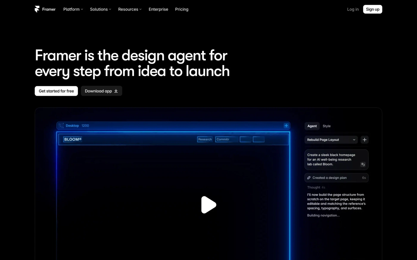 Framer homepage