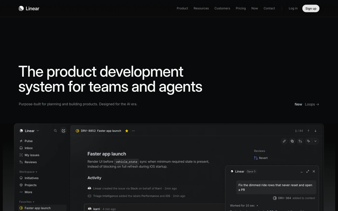 Linear homepage