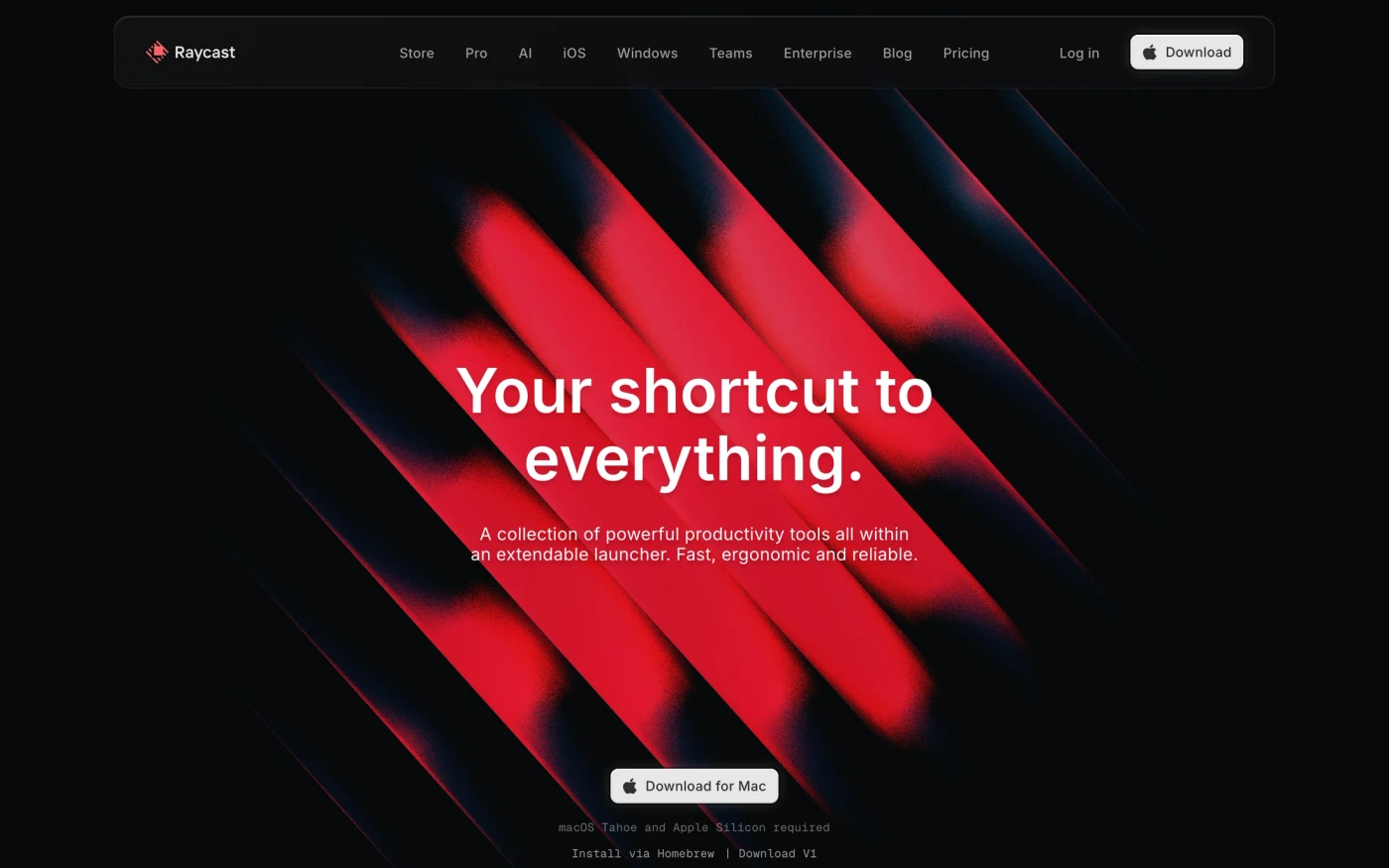 Raycast homepage
