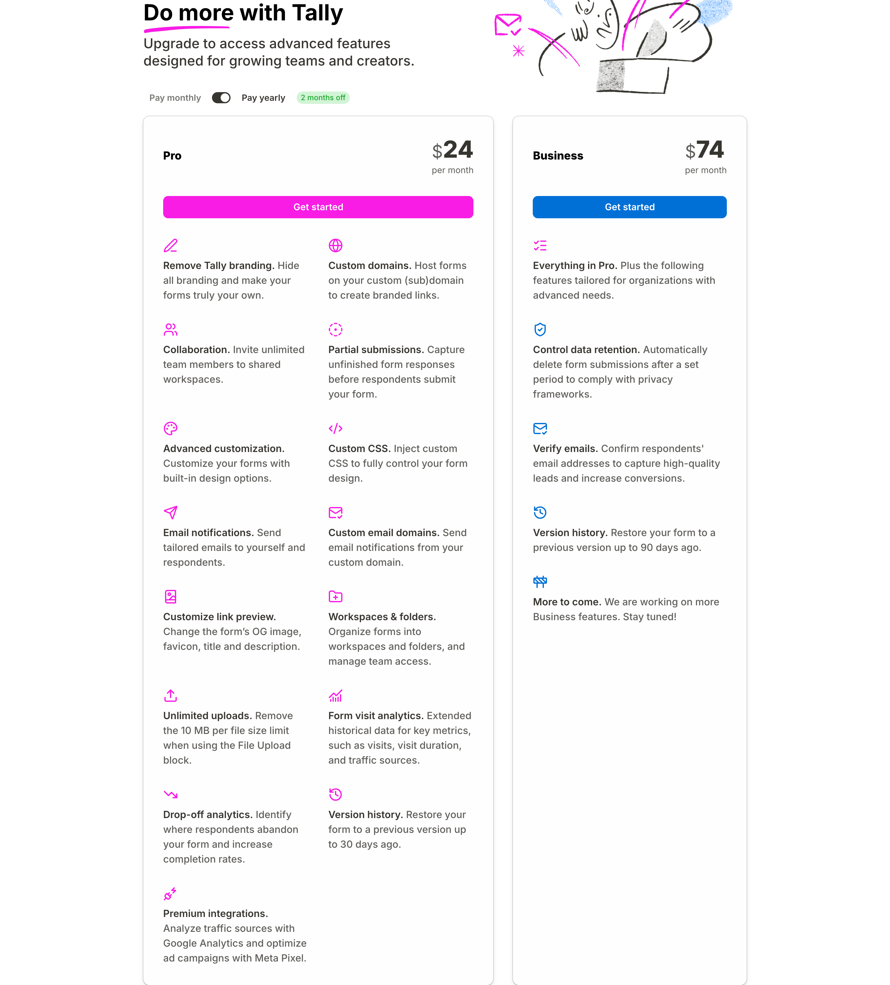 Content section from Tally